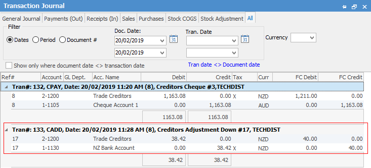 mc transaction jnl