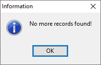 no more records found