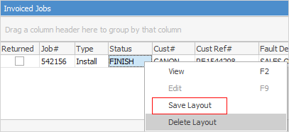 save layout inv job