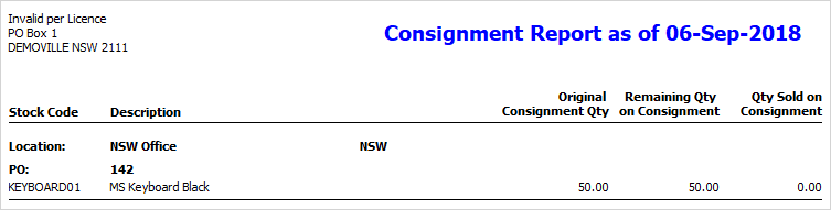 consignment report