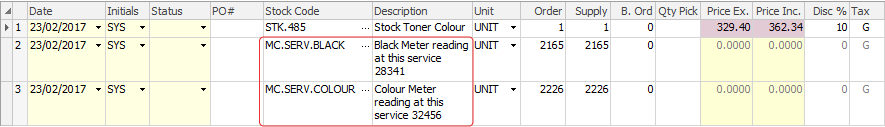 add meter read to job
