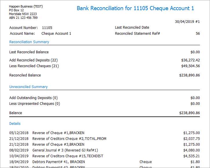 bank rec report