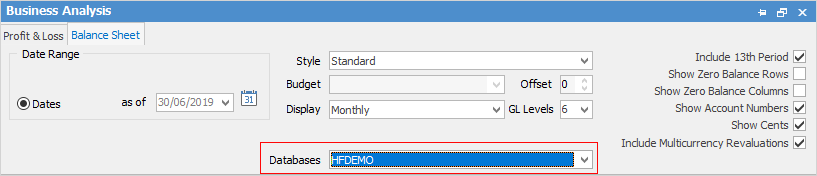 balance sheet by database