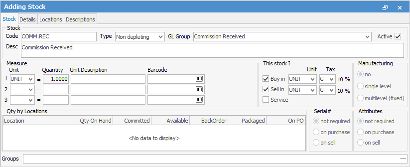 CommissionReceivedStockCode