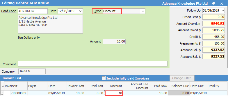 enterdiscountindebtor