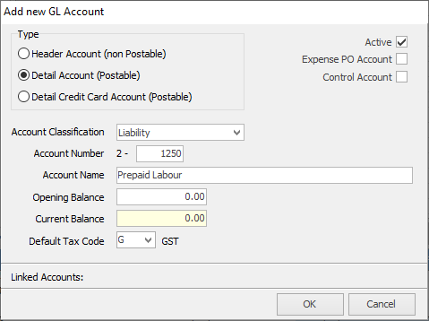 gl acc prepaid labour