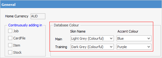 options database colour