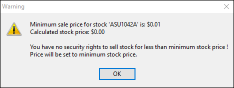security on min sale price