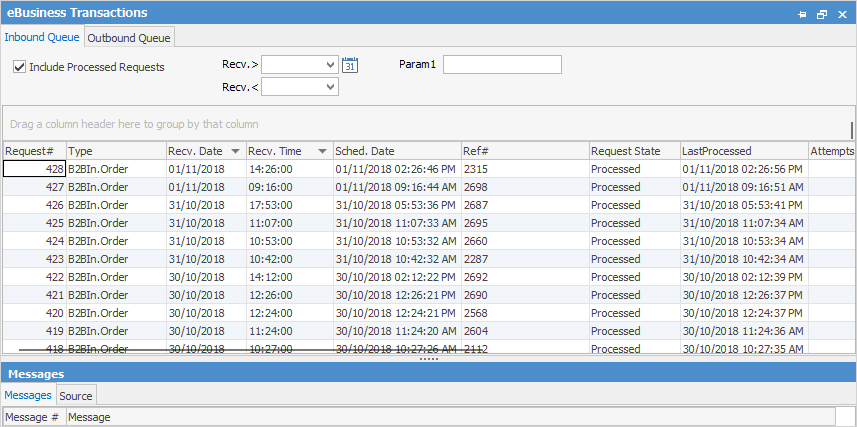 ebusiness transactions screen