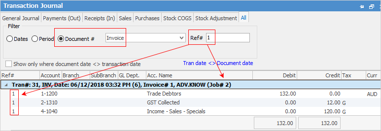 invoice via transaction