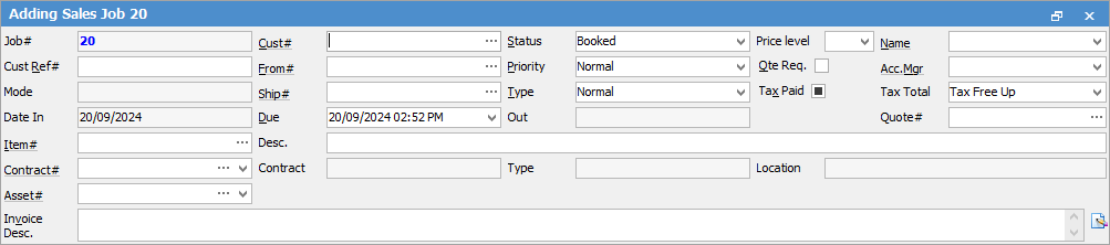 Job Header Fields