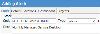 ms billing stock code