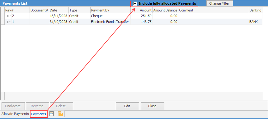 Paymentslist
