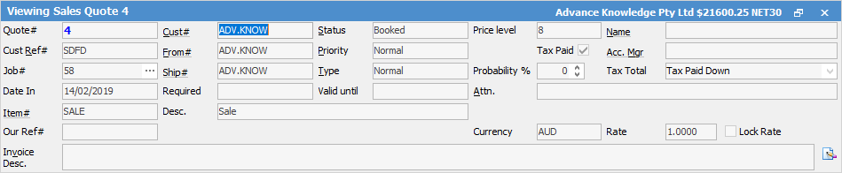 QuoteHeaderFields