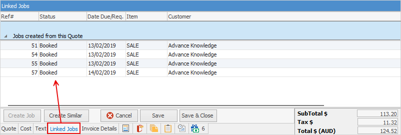 QuoteLinkedJobTab