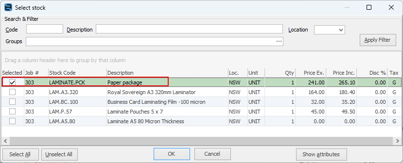 SelectPackStock