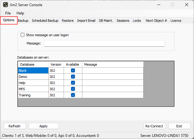 serveroptions