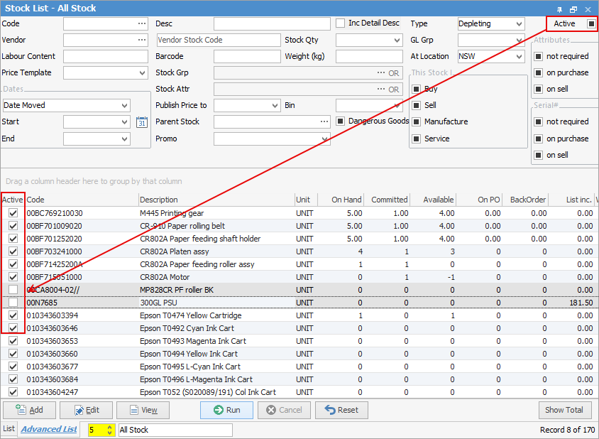 stocklist