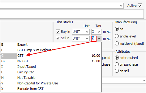 TaxCodeOnSell