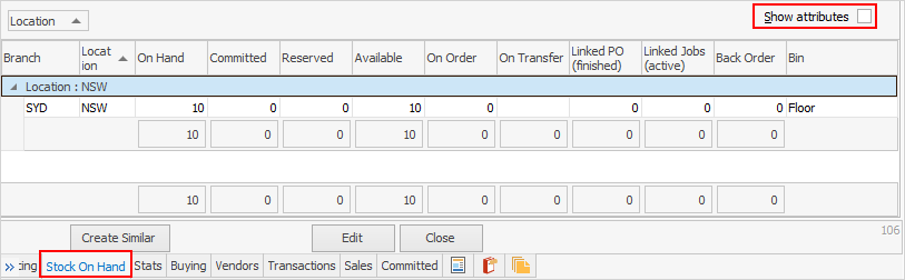 ViewStockOnHandUnticked