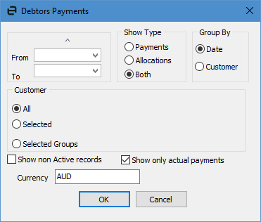 debtors payments filter