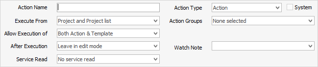 Action setup options