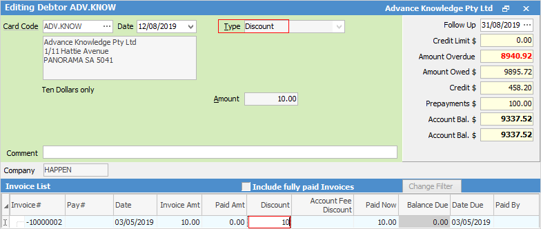 enterdiscountindebtor