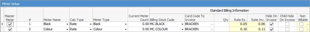 Master meter setup