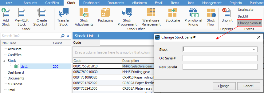 change serial no