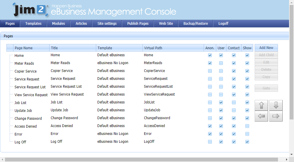 manage pages