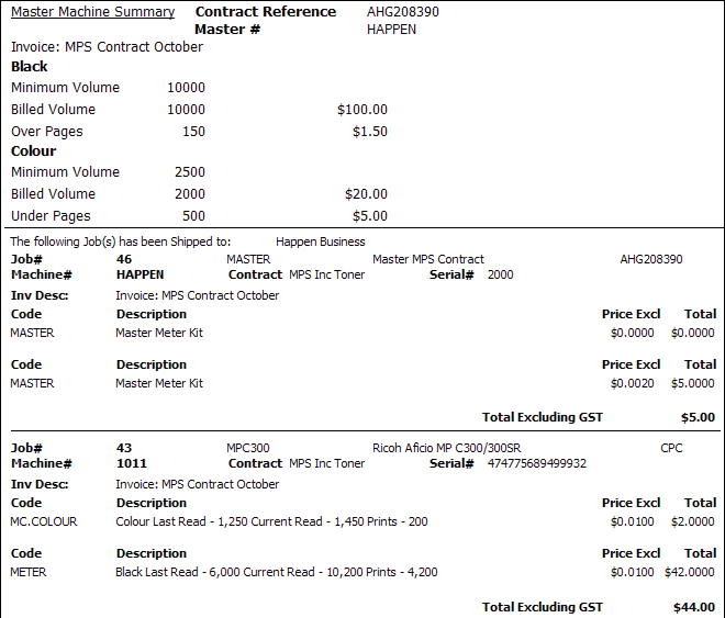 master invoice detailed