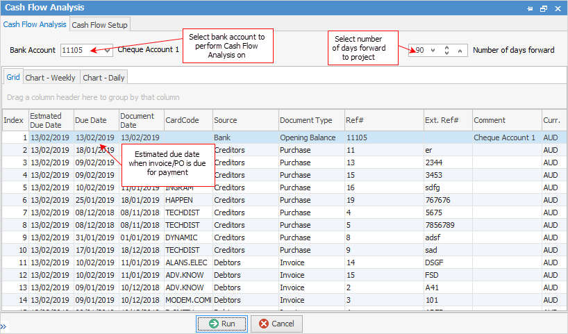 cashflow screen