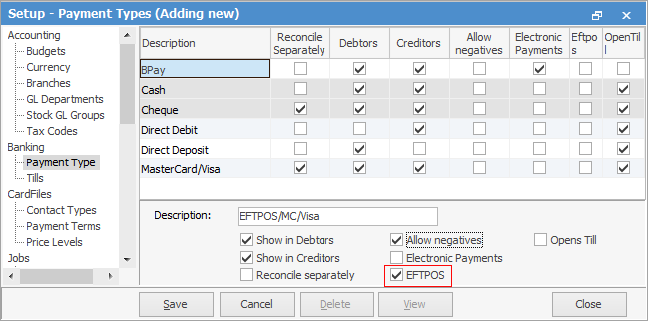 eftpos payment type