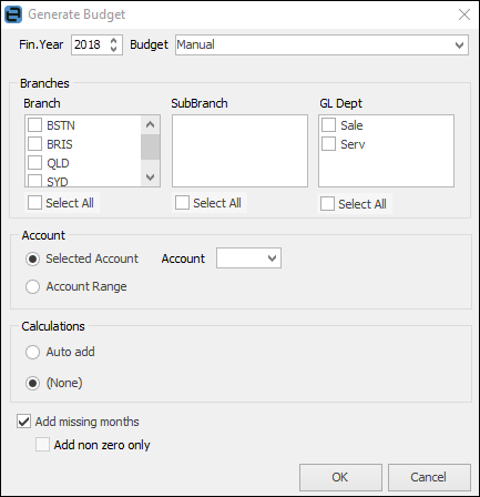 generate budget manual screen