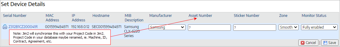 set device details