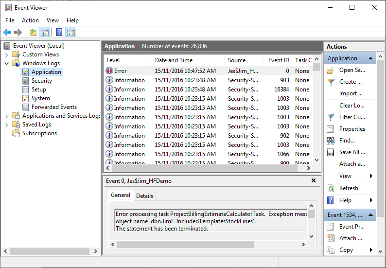 event viewer