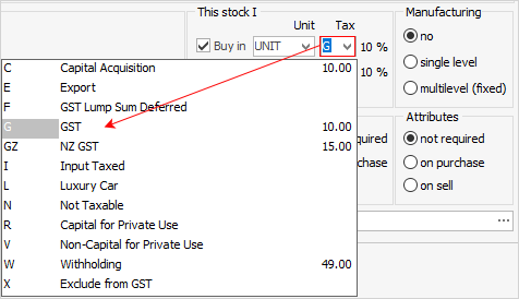 Tax code on buy