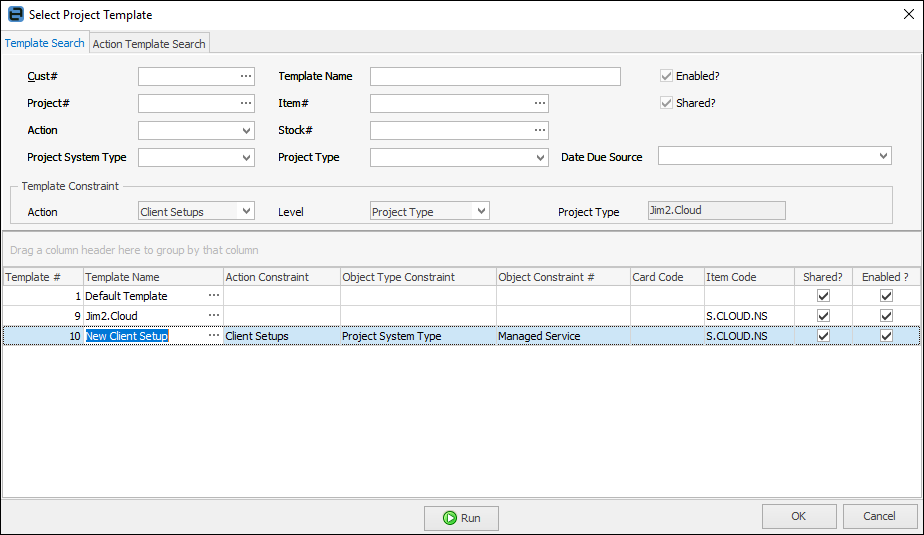 select project template