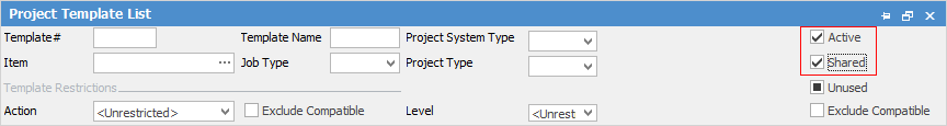 project list header