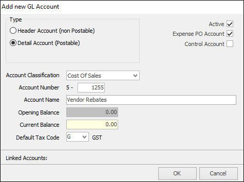 Vendor Rebate GL add