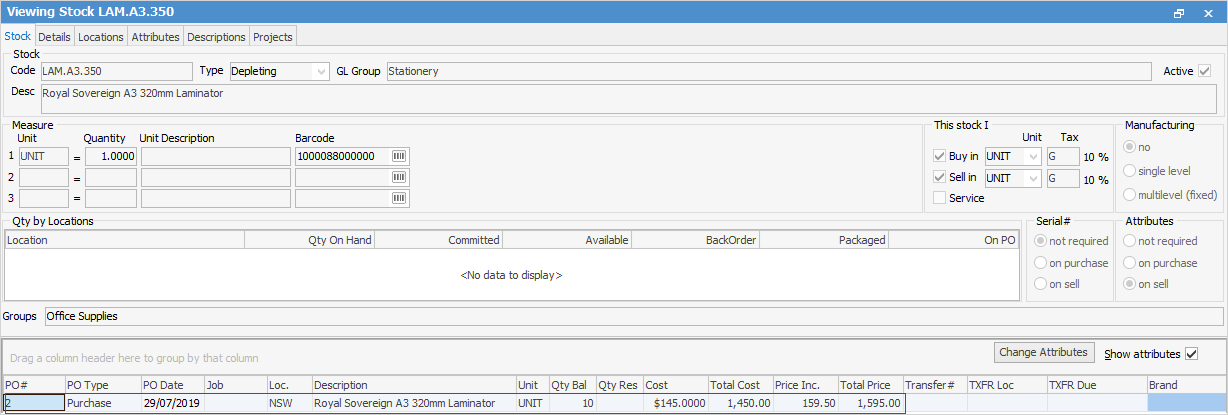 Standard Stock Stats Tab