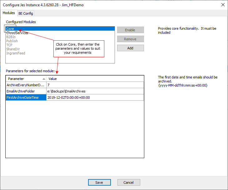 email jes configure