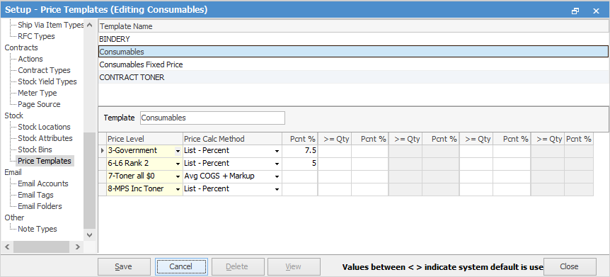 mps price templates