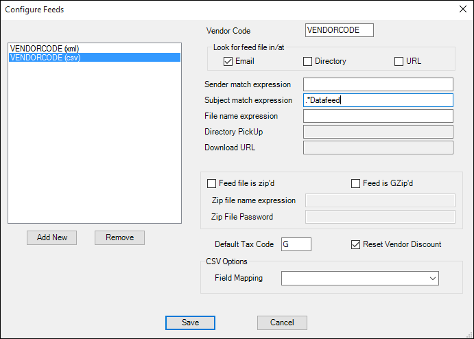 configure feeds