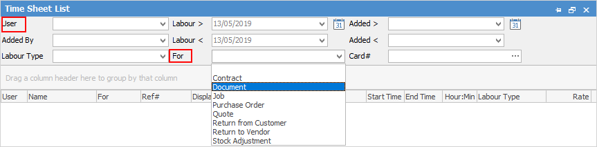 Time Sheet List