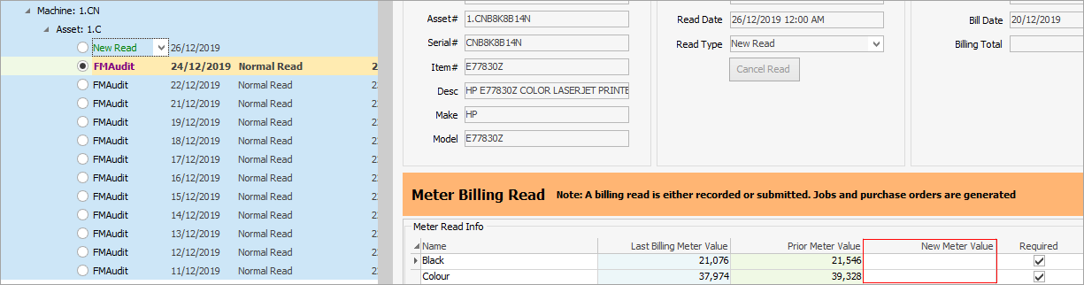 enter meter read