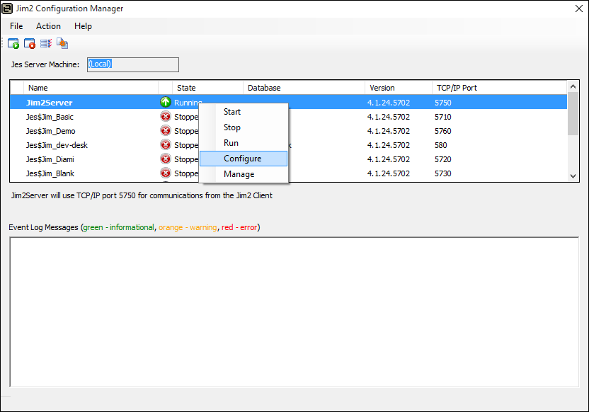 configure jes instance