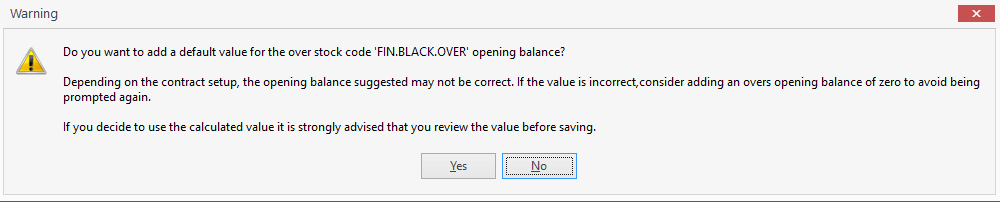 overs opening balance warning