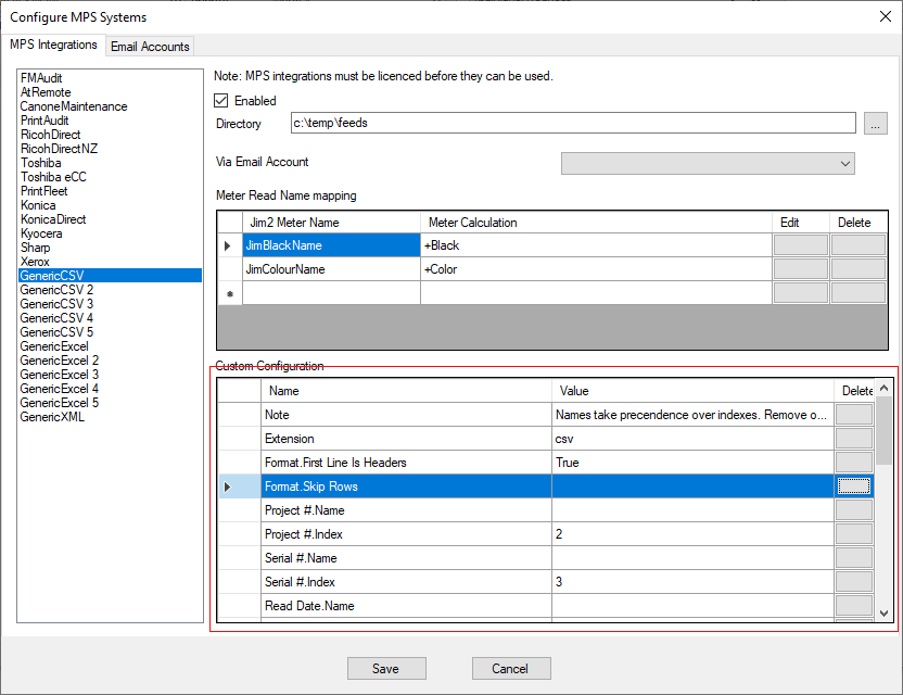 csv config