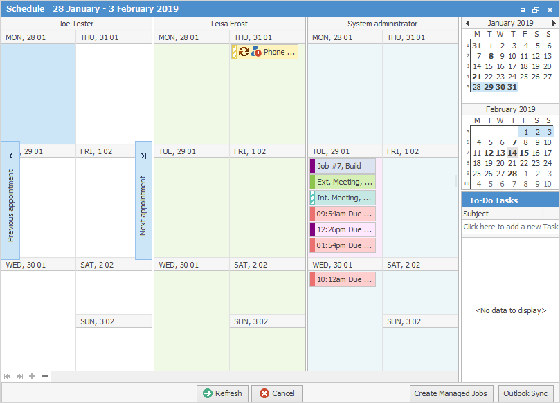 week view schedule